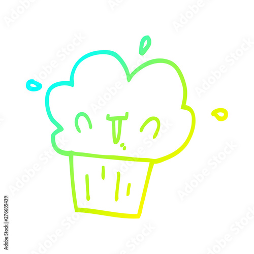 cold gradient line drawing cartoon cupcake