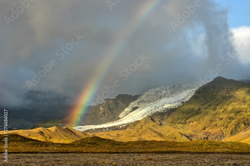 Vatnajökull National Park with rainbow over glacier © robnaw