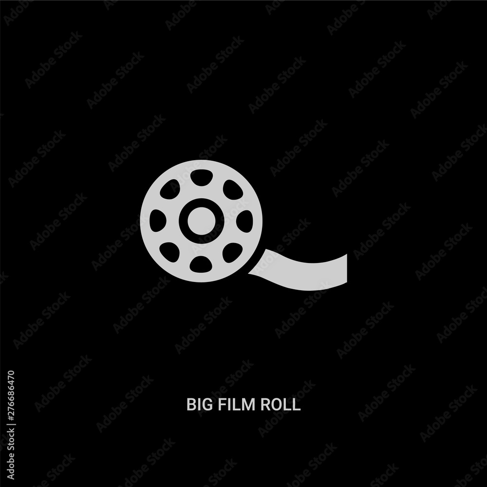 white big film roll vector icon on black background. modern flat big film roll from cinema concept vector sign symbol can be use for web, mobile and logo.