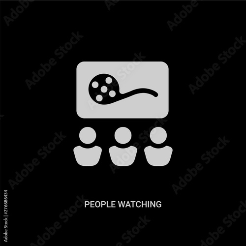 white people watching a movie vector icon on black background. modern flat people watching a movie from cinema concept vector sign symbol can be use for web, mobile and logo.