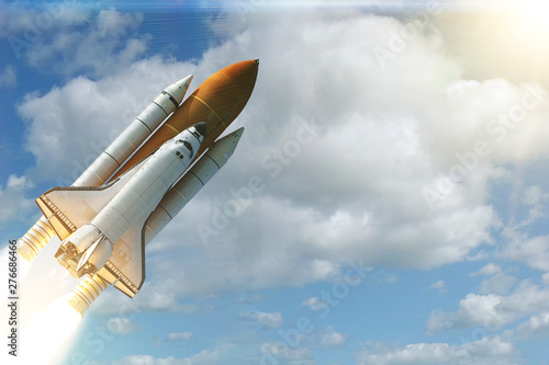 Fototapeta Naklejka Na Ścianę i Meble -  Liftoff of the rocket. The elements of this image furnished by NASA.