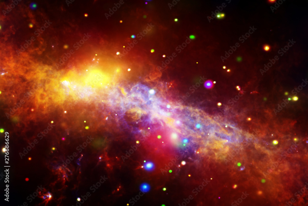 Star cluster and galaxy. The elements of this image furnished by NASA.