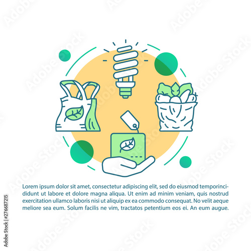 Zero waste lifestyle article page vector template. Brochure, magazine, booklet design element with linear icons and text boxes. Waste management. Print design. Concept illustrations with text space