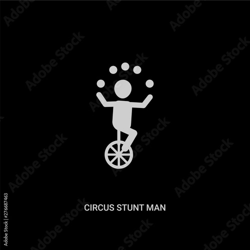 white circus stunt man vector icon on black background. modern flat circus stunt man from circus concept vector sign symbol can be use for web, mobile and logo.