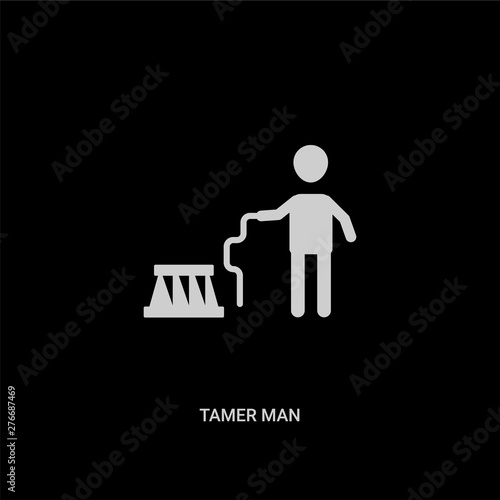 white tamer man vector icon on black background. modern flat tamer man from circus concept vector sign symbol can be use for web, mobile and logo.