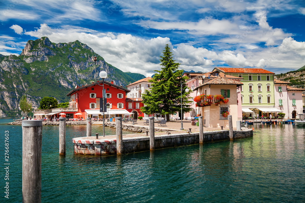 colorful Torbole town waterfront