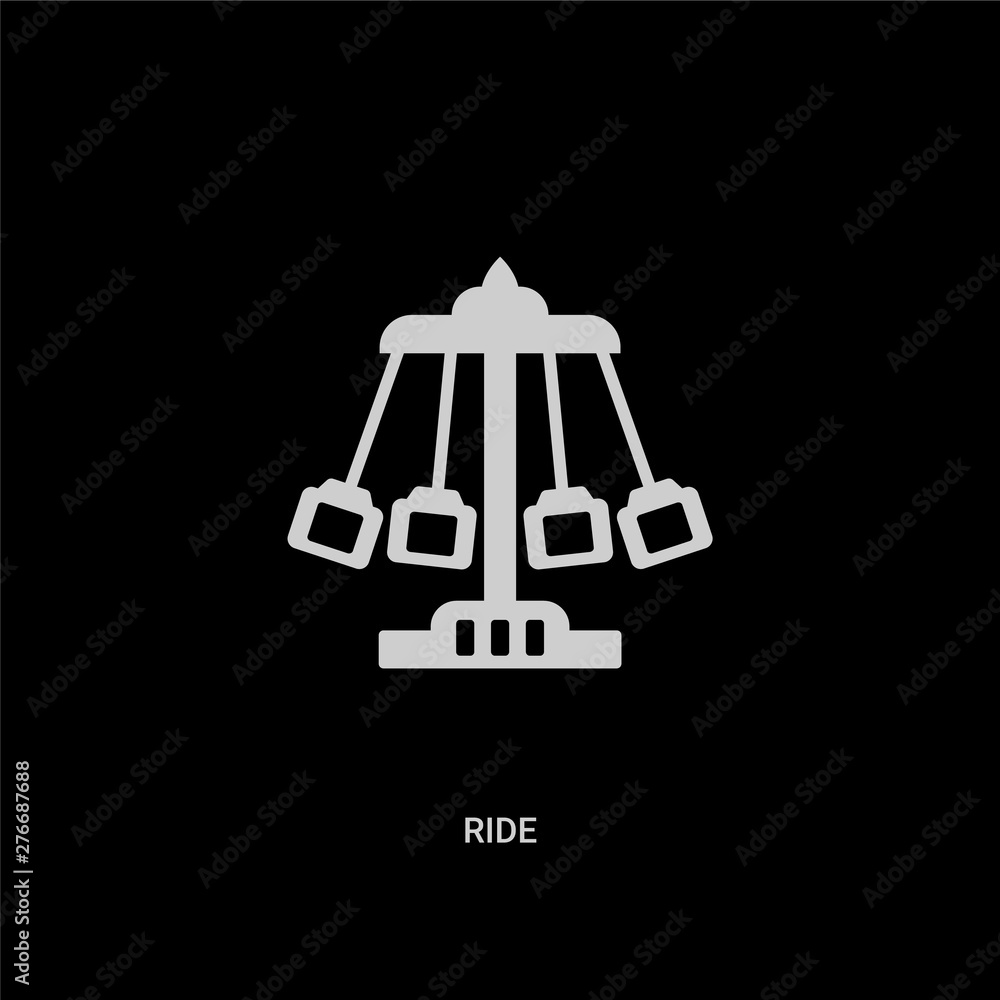 white ride vector icon on black background. modern flat ride from circus concept vector sign symbol can be use for web, mobile and logo. white ride vector icon on black background. modern flat ride from circus concept vector sign symbol can be use for web, mobile and logo.