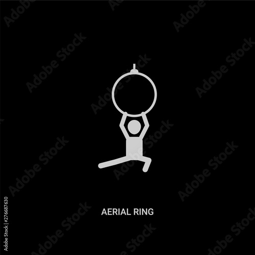 white aerial ring vector icon on black background. modern flat aerial ring from circus concept vector sign symbol can be use for web, mobile and logo.