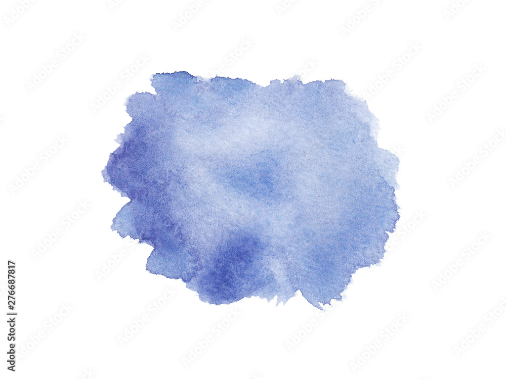 Hand painted abstract Watercolor Wet  blue Background with stains. brush stroke  isolated on white background. Abstract painting. design for invitation, greeting card, wedding. empty space for text