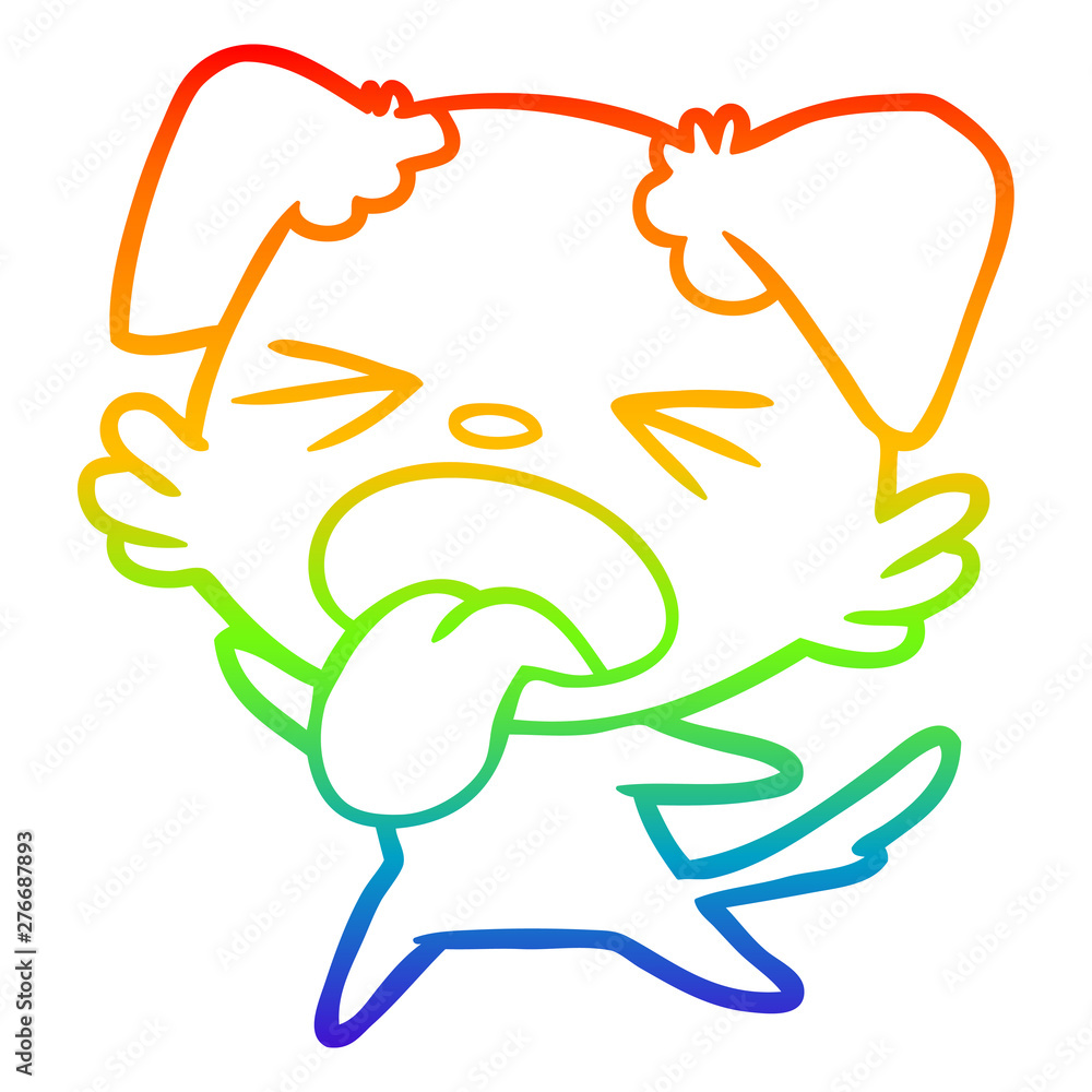 rainbow gradient line drawing cartoon disgusted dog rainbow gradient line drawing cartoon disgusted dog