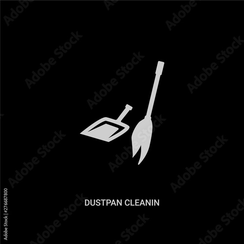 white dustpan cleanin vector icon on black background. modern flat dustpan cleanin from cleaning concept vector sign symbol can be use for web, mobile and logo.