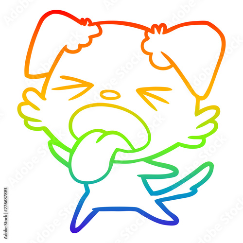 rainbow gradient line drawing cartoon disgusted dog