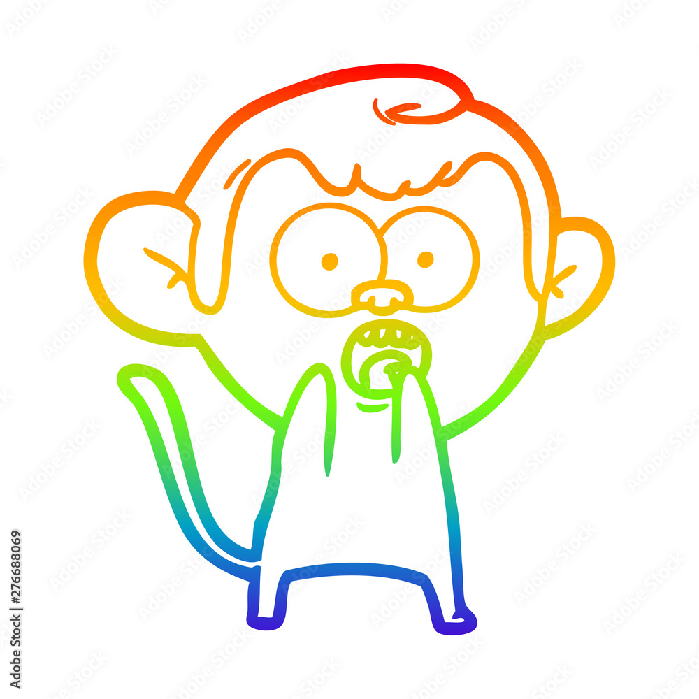 rainbow gradient line drawing cartoon shocked monkey rainbow gradient line drawing cartoon shocked monkey
