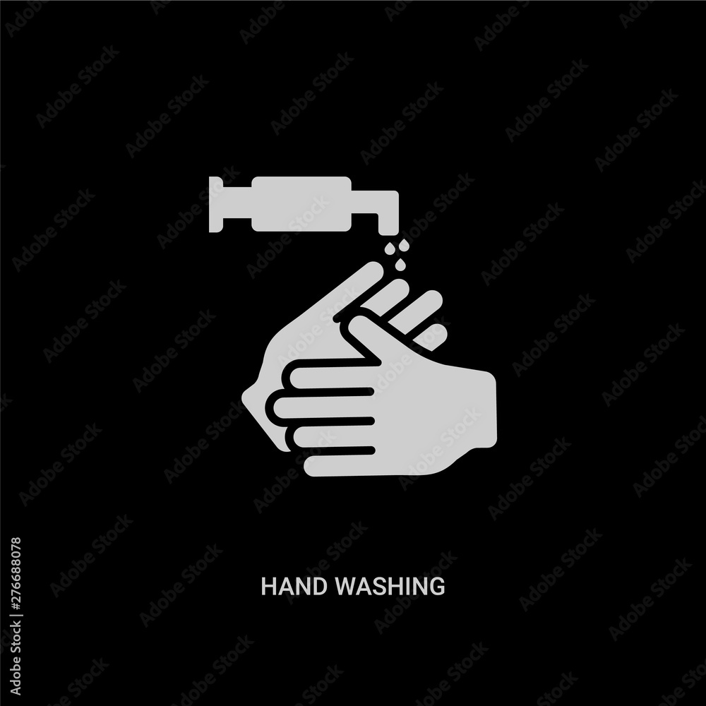 white hand washing vector icon on black background. modern flat hand washing from cleaning concept vector sign symbol can be use for web, mobile and logo. white hand washing vector icon on black background. modern flat hand washing from cleaning concept vector sign symbol can be use for web, mobile and logo.