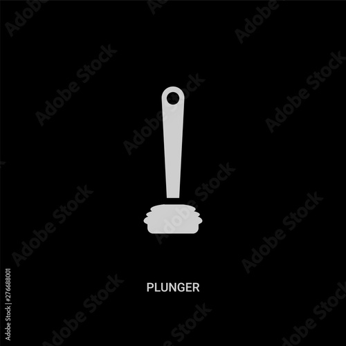 white plunger vector icon on black background. modern flat plunger from cleaning concept vector sign symbol can be use for web, mobile and logo.