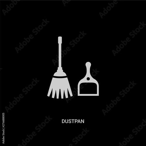 white dustpan vector icon on black background. modern flat dustpan from cleaning concept vector sign symbol can be use for web, mobile and logo.