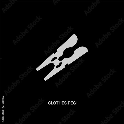 white clothes peg vector icon on black background. modern flat clothes peg from cleaning concept vector sign symbol can be use for web, mobile and logo.