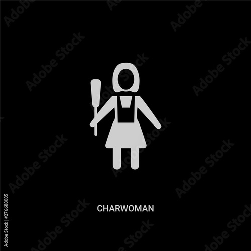 white charwoman vector icon on black background. modern flat charwoman from cleaning concept vector sign symbol can be use for web, mobile and logo.