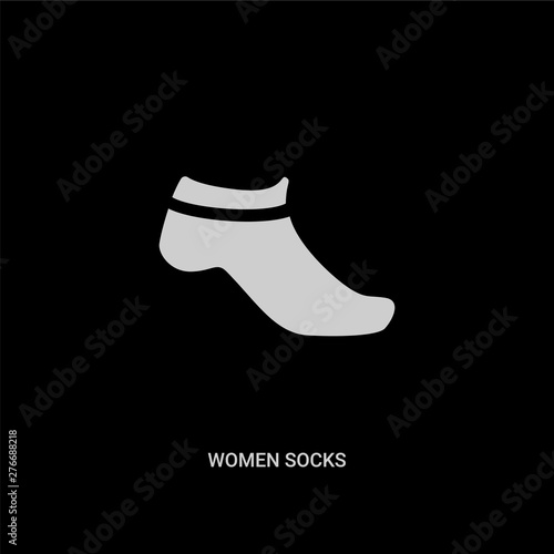 white women socks vector icon on black background. modern flat women socks from clothes concept vector sign symbol can be use for web, mobile and logo.
