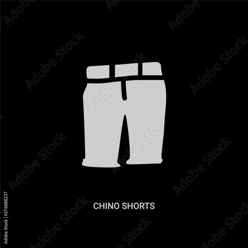 white chino shorts vector icon on black background. modern flat chino shorts from clothes concept vector sign symbol can be use for web, mobile and logo.