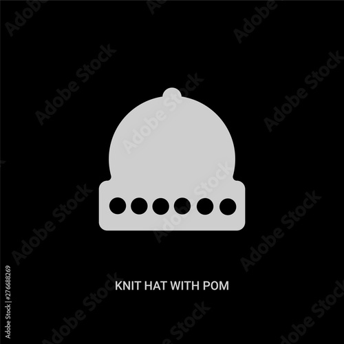 white knit hat with pom pom vector icon on black background. modern flat knit hat with pom from clothes concept vector sign symbol can be use for web, mobile and logo.