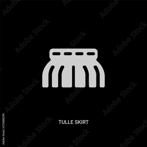 white tulle skirt vector icon on black background. modern flat tulle skirt from clothes concept vector sign symbol can be use for web, mobile and logo.