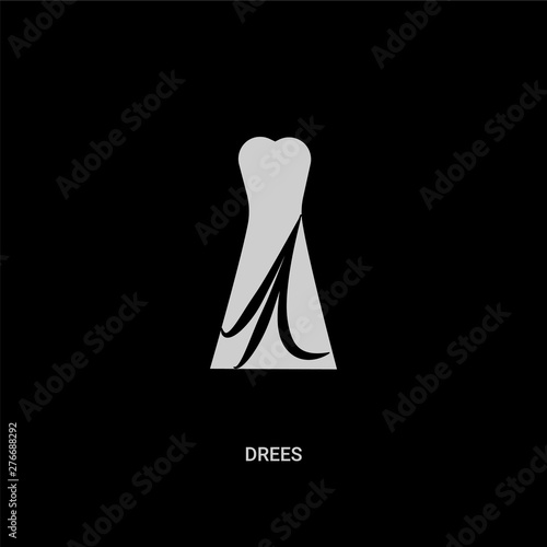 white drees vector icon on black background. modern flat drees from clothes concept vector sign symbol can be use for web, mobile and logo.