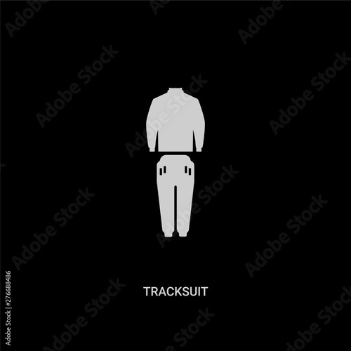 white tracksuit vector icon on black background. modern flat tracksuit from clothes concept vector sign symbol can be use for web, mobile and logo.