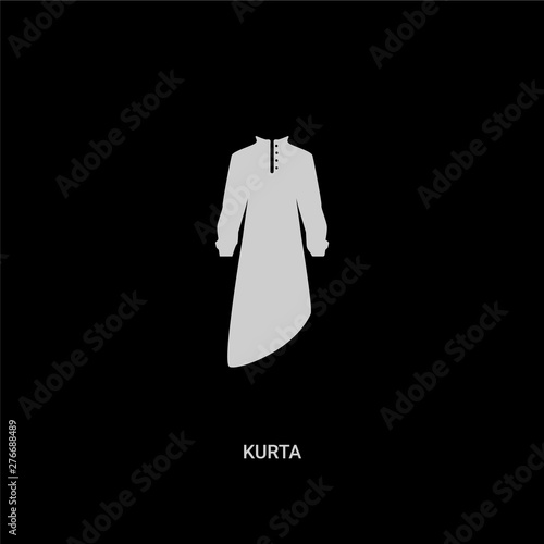 white kurta vector icon on black background. modern flat kurta from clothes concept vector sign symbol can be use for web, mobile and logo.