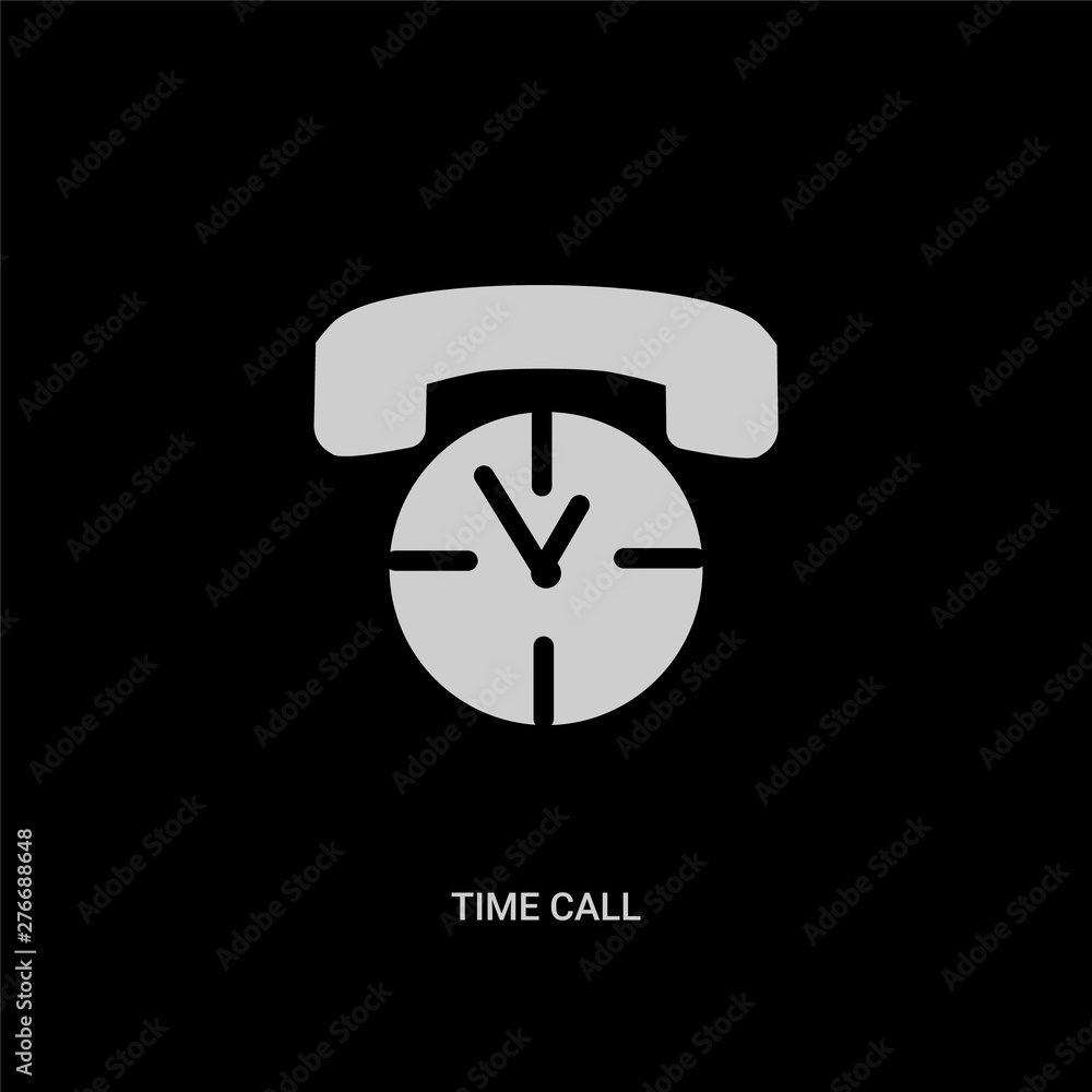 white time call vector icon on black background. modern flat time call from comunation concept vector sign symbol can be use for web, mobile and logo. white time call vector icon on black background. modern flat time call from comunation concept vector sign symbol can be use for web, mobile and logo.