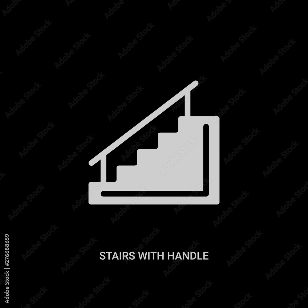 white stairs with handle vector icon on black background. modern flat stairs with handle from construction concept vector sign symbol can be use for web, mobile and logo. white stairs with handle vector icon on black background. modern flat stairs with handle from construction concept vector sign symbol can be use for web, mobile and logo.