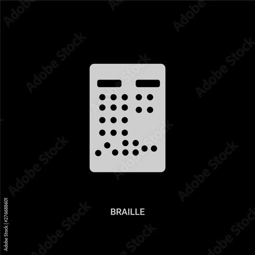 white braille vector icon on black background. modern flat braille from comunation concept vector sign symbol can be use for web, mobile and logo.
