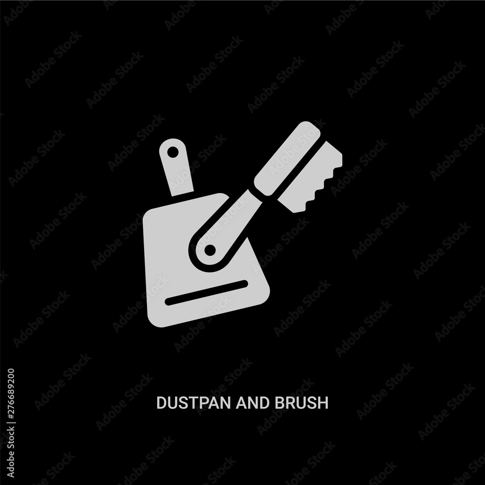 white dustpan and brush vector icon on black background. modern flat dustpan and brush from construction tools concept vector sign symbol can be use for web, mobile and logo. white dustpan and brush vector icon on black background. modern flat dustpan and brush from construction tools concept vector sign symbol can be use for web, mobile and logo.