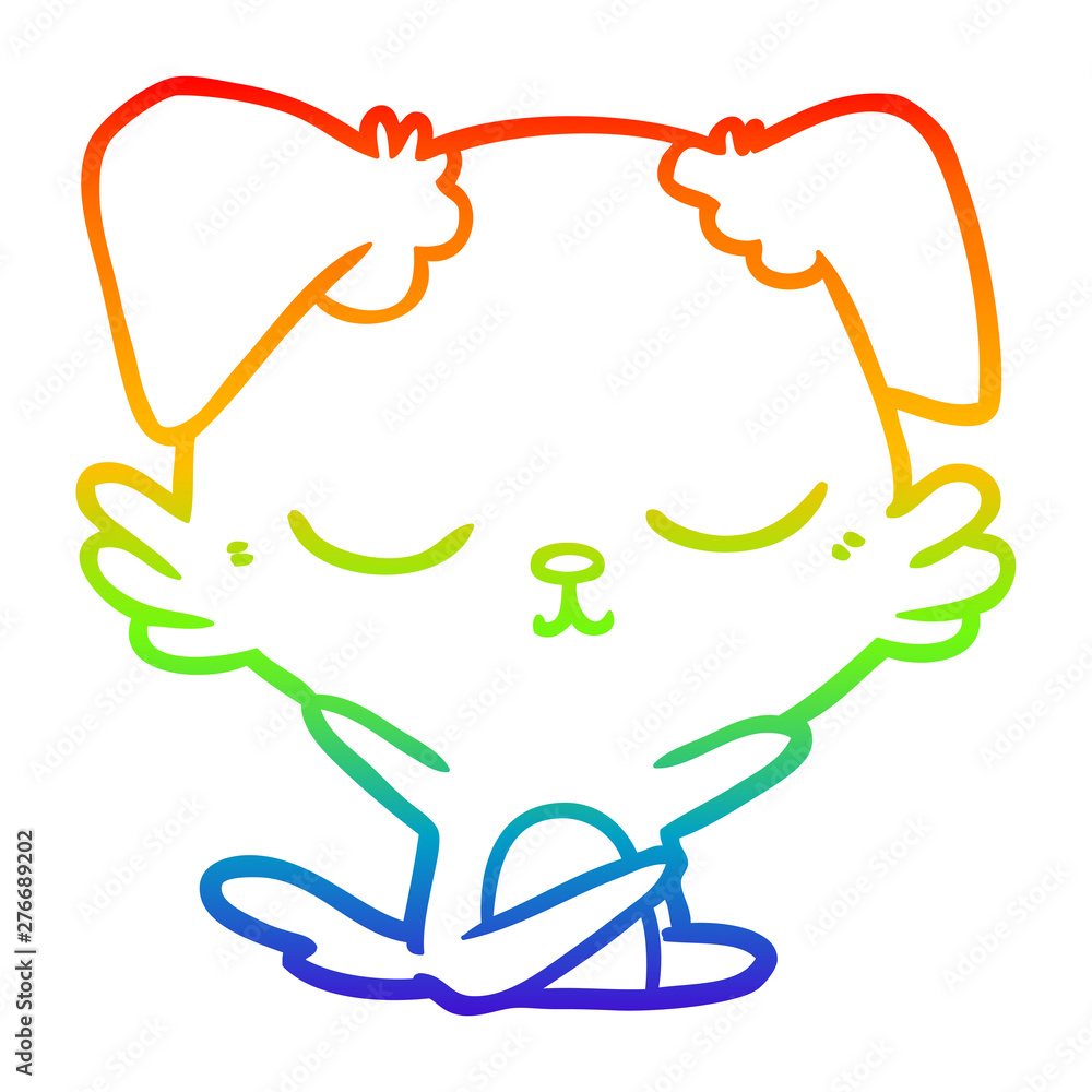 rainbow gradient line drawing cute cartoon dog