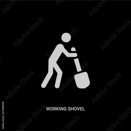 white working shovel vector icon on black background. modern flat working shovel from construction tools concept vector sign symbol can be use for web, mobile and logo.