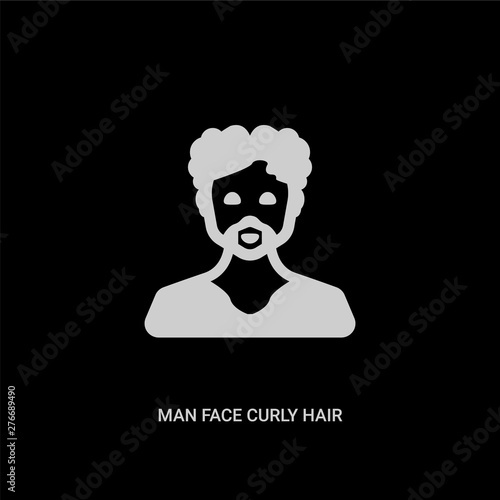 white man face curly hair and moustache vector icon on black background. modern flat man face curly hair and moustache from people concept vector sign symbol can be use for web, mobile and logo.