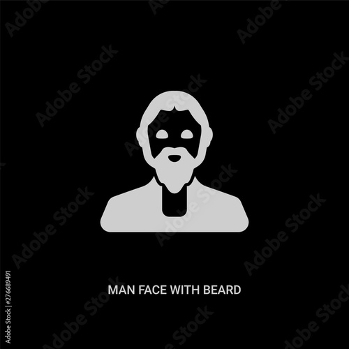 white man face with beard vector icon on black background. modern flat man face with beard from people concept vector sign symbol can be use for web, mobile and logo.