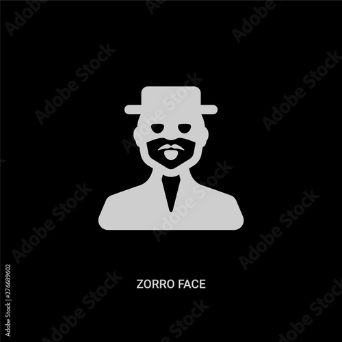 white zorro face vector icon on black background. modern flat zorro face from people concept vector sign symbol can be use for web, mobile and logo.