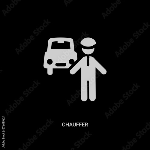 white chauffer vector icon on black background. modern flat chauffer from people skills concept vector sign symbol can be use for web, mobile and logo.