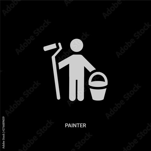 white painter vector icon on black background. modern flat painter from people skills concept vector sign symbol can be use for web, mobile and logo.