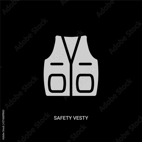 white safety vesty vector icon on black background. modern flat safety vesty from people skills concept vector sign symbol can be use for web, mobile and logo.