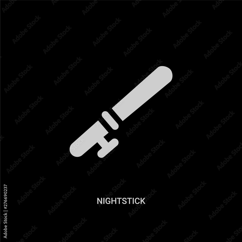 white nightstick vector icon on black background. modern flat nightstick from political concept vector sign symbol can be use for web, mobile and logo. white nightstick vector icon on black background. modern flat nightstick from political concept vector sign symbol can be use for web, mobile and logo.