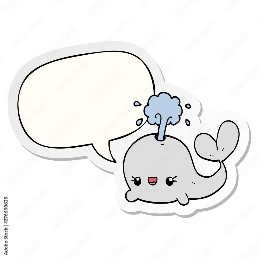 cute cartoon whale and speech bubble sticker cute cartoon whale and speech bubble sticker