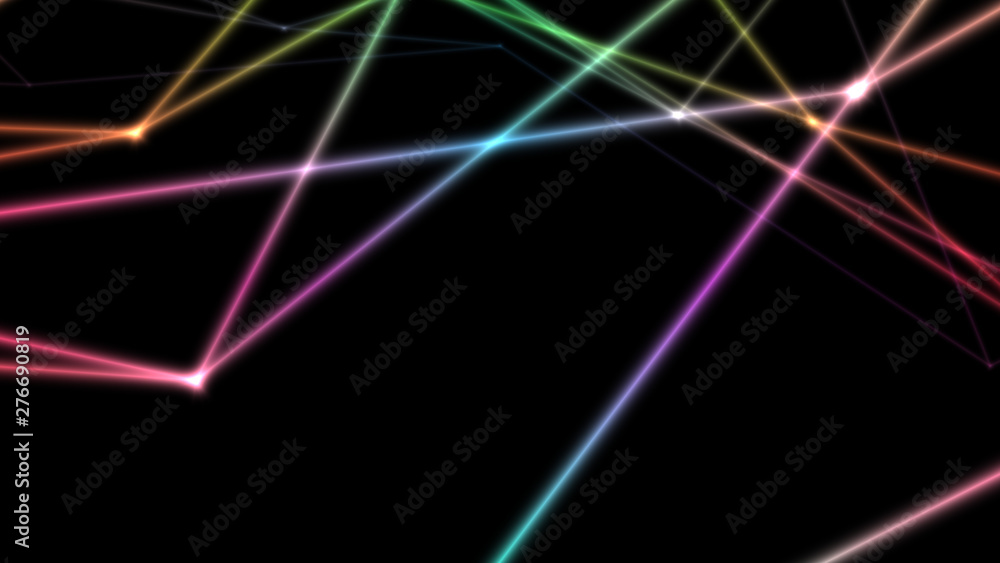 computer abstraction, color lines broken at nodes on a dark background, 3D model computer abstraction, color lines broken at nodes on a dark background, 3D model