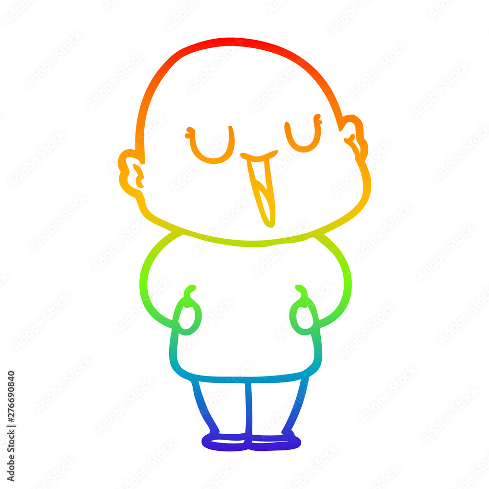 rainbow gradient line drawing happy cartoon bald man rainbow gradient line drawing happy cartoon bald man