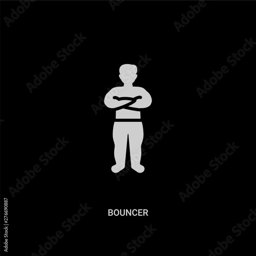 white bouncer vector icon on black background. modern flat bouncer from professions and jobs concept vector sign symbol can be use for web, mobile and logo.