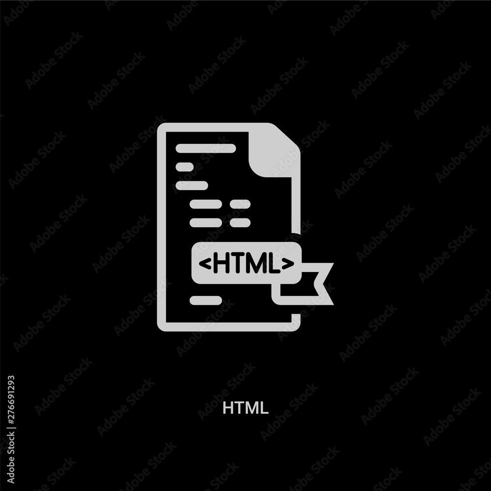 white html vector icon on black background. modern flat html from  programming concept vector sign symbol can be use for web, mobile and logo.  Stock Vector | Adobe Stock