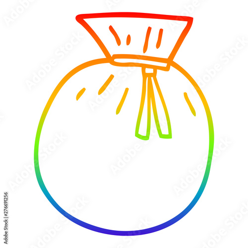 rainbow gradient line drawing cartoon tied sack
