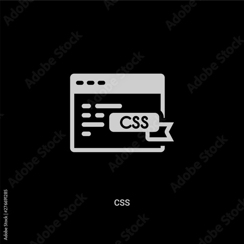 white css vector icon on black background. modern flat css from programming concept vector sign symbol can be use for web, mobile and logo.