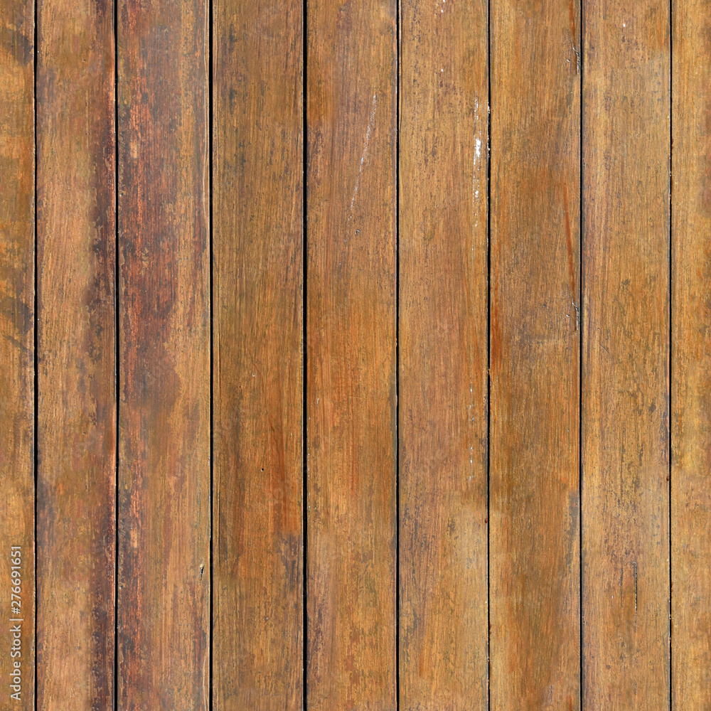 Fototapeta premium seamless texture, solid wooden narrow boards old with shabby brown paint, vertical pattern